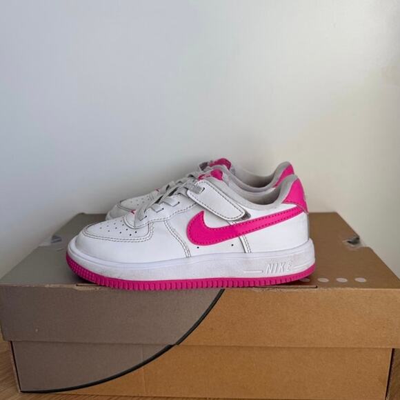 Nike Air Force 1 Low Easyon Pink/White Kids Sneakers - SZ 12.5 C - Picture 5 of 12